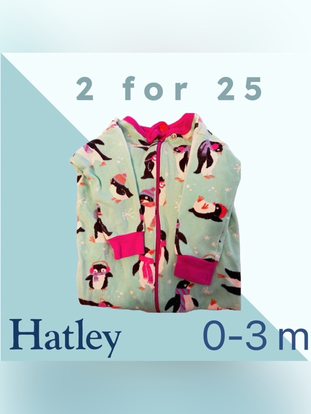🌙 2/25$ 🇨🇦 👍GUC HATLEY |0-3m | Baby Sleeper PJ cute penguins 🌳💕